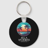 Retro Isla Mujeres Mexico Beach Sunset Souvenir Me Sleutelhanger (Voorkant)