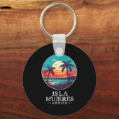 Retro Isla Mujeres Mexico Beach Sunset Souvenir Me Sleutelhanger (Voorkant)