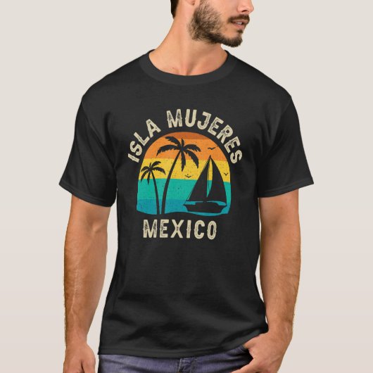 Retro Isla Mujeres Mexico Sunset Matching Family T-shirt (Voorkant)
