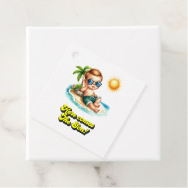 Retro Island Baby "Hier komt de zoon" Baby shower Bedankjes Labels