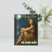 Retro Island Girl In A Tropical Paradise Briefkaart (Staand voorkant)