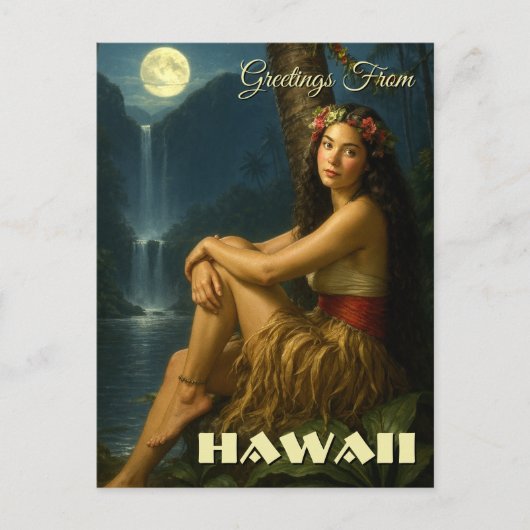 Retro Island Girl In A Tropical Paradise Briefkaart (Voorkant)