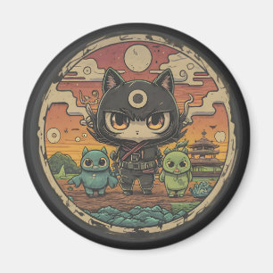 Retro Island vrienden: Ninja Cat Crew Magneet