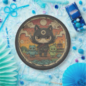 Retro Island vrienden: Ninja Cat Crew Papieren Bordje (Feest)