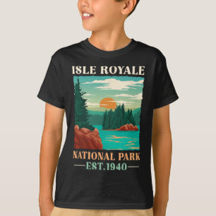 Retro Isle Royale National Park Opgericht 1940 Wan T-shirt