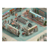 Retro Isometric Grocery Store Pixel Art Perfect Poster (Voorkant)