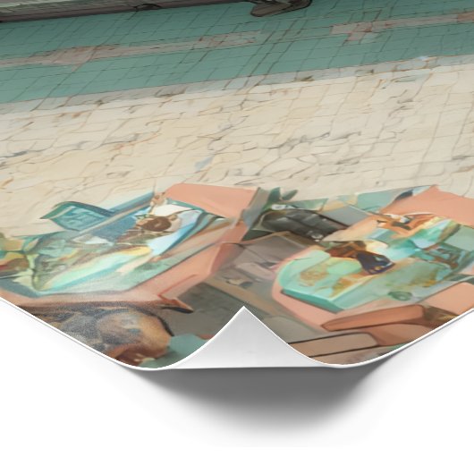 Retro Isometric Grocery Store Pixel Art Perfect Poster (Hoek)