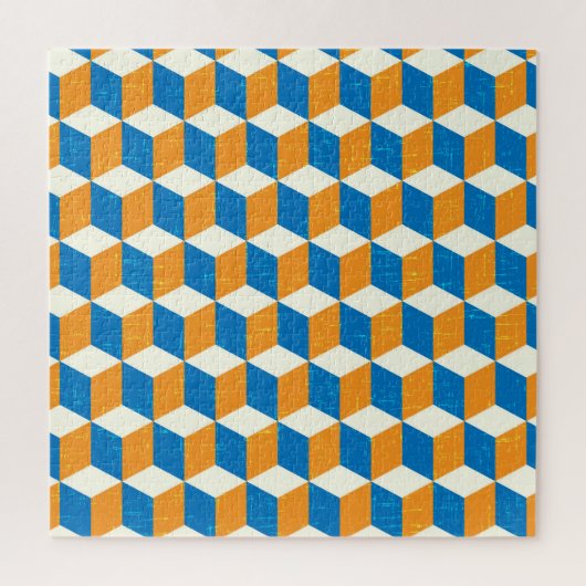 Retro isometrische kubussen, geometrische illusie legpuzzel (Verticaal)