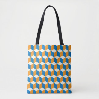 Retro isometrische kubussen, geometrische illusie tote bag