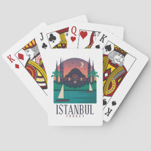 Retro  Istanboel Turkije Skyline Hagia Sophia Pokerkaarten