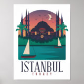 Retro  Istanboel Turkije Skyline Hagia Sophia Poster (Voorkant)