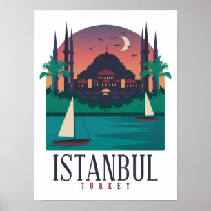 Retro  Istanboel Turkije Skyline Hagia Sophia Poster