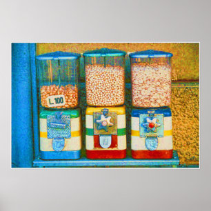 Retro Italiaans 1950 Nut Vending Machines Poster