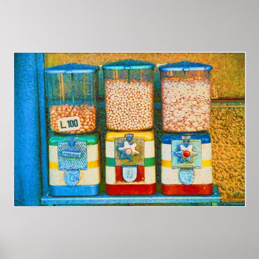 Retro Italiaans 1950 Nut Vending Machines Poster (Voorkant)