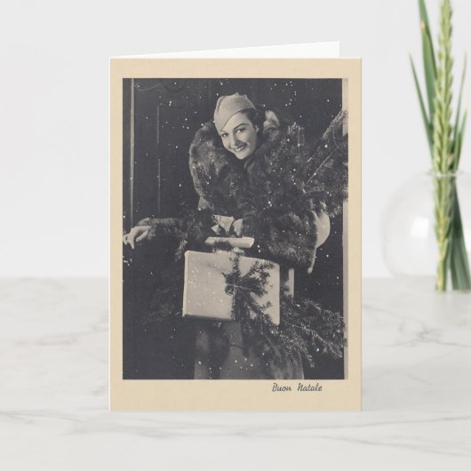 Retro Italiaans Buon Natale Kerst Kaart (Voorkant)