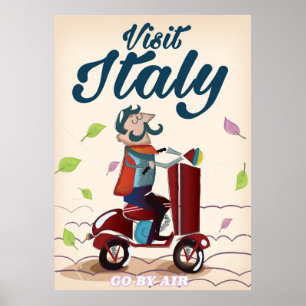 Retro Italiaans cartoon scooter poster. Poster