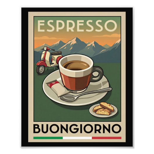 Retro Italiaans Espresso Art Café 1950 Poster (Voorkant)