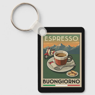 Retro Italiaans Espresso Art Café 1950s Poster Sleutelhanger