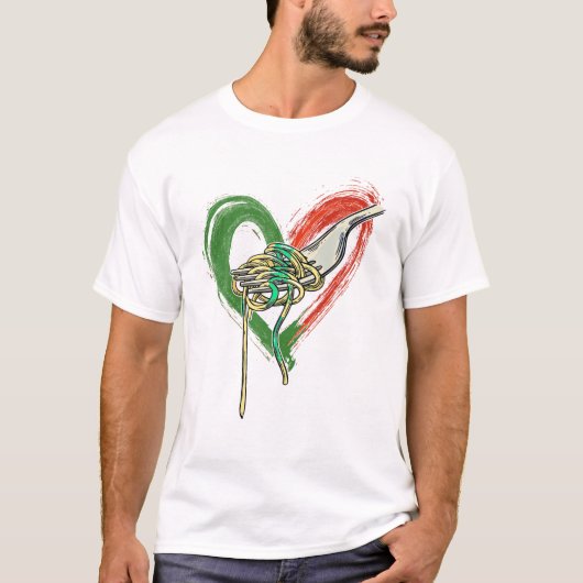 Retro Italiaans Hart Italië T-shirt (Voorkant)