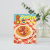 Retro Italiaans restaurant sfeer pasta grap Briefkaart (Staand voorkant)