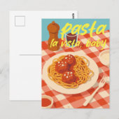 Retro Italiaans restaurant sfeer pasta grap Briefkaart (Voorkant / Achterkant)