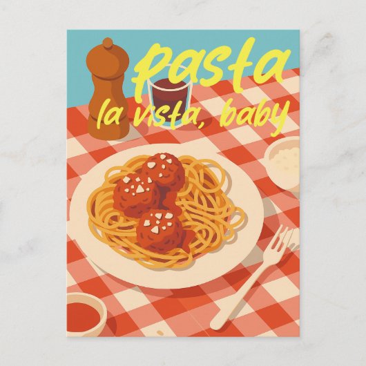 Retro Italiaans restaurant sfeer pasta grap Briefkaart (Voorkant)