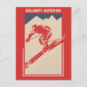  Retro Italiaans skioord Dolomiti Superski Briefkaart (Voorkant)