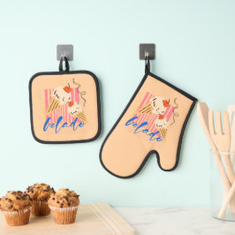 Retro Italiaanse ijsjes Ovenwant & Pannenlap Set