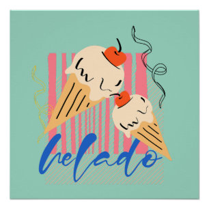 Retro Italiaanse ijsjes Perfect Poster