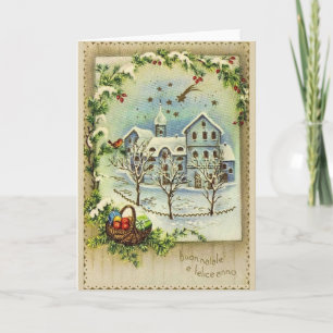 Retro Italiaanse Kerstmis en Nieuwjaarskaart Feestdagen Kaart