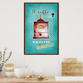 Retro Italiaanse  koffieslijper blauwgroen bruin Poster (Keuken)