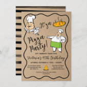 Retro Italiaanse Pizza Chef Party Kaart (Voorkant / Achterkant)