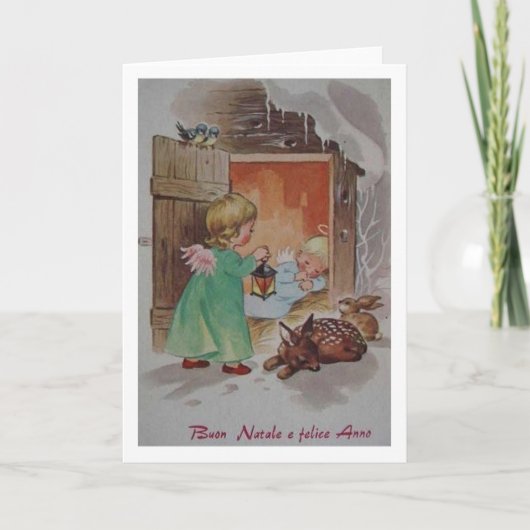 Retro Italiaanse Wenskaart van Kerstmis en van het Feestdagen Kaart (Voorkant)