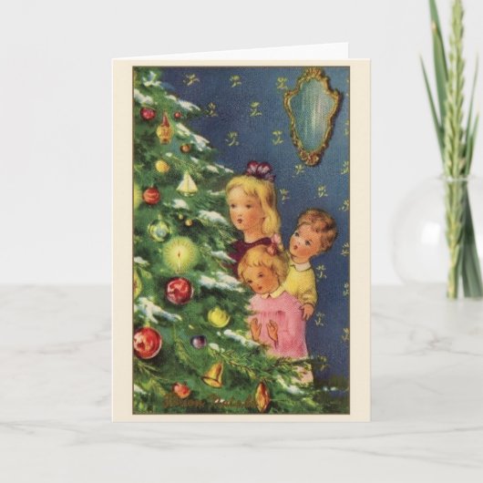 Retro Italiaanse Wenskaart van Kerstmis Feestdagen Kaart (Voorkant)