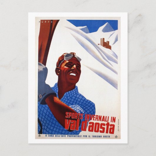  retro Italiaanse wintersport ski reis Briefkaart (Voorkant)
