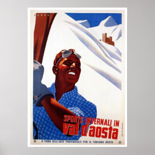  retro Italiaanse wintersport ski reis Poster