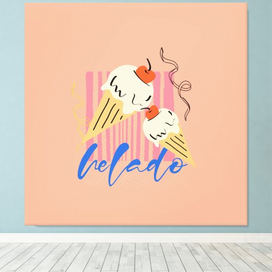 Retro Italian Ice Cream Cones Canvas Afdruk (Insitu (Houten vloer))