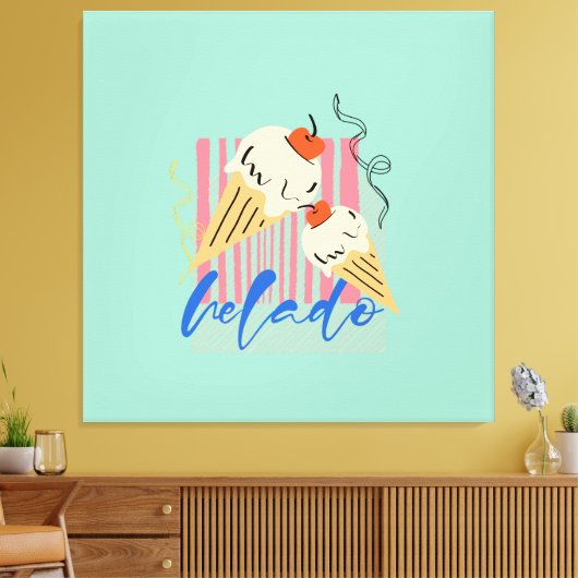 Retro Italian Ice Cream Cones Canvas Afdruk (Insitu (Woonkamer))