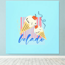 Retro Italian Ice Cream Cones Canvas Afdruk