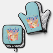 Retro Italian Ice Cream Cones Ovenwant & Pannenlap Set (Voorkant / Achterkant)