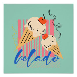 Retro Italian Ice Cream Cones Perfect Poster