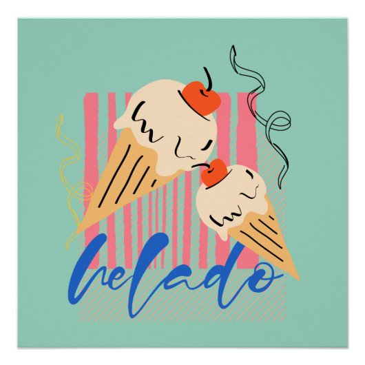 Retro Italian Ice Cream Cones Perfect Poster (Voorkant)