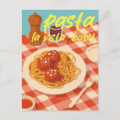 Retro Italian Restaurant Vibe Pasta Pun Briefkaart (Voorkant)