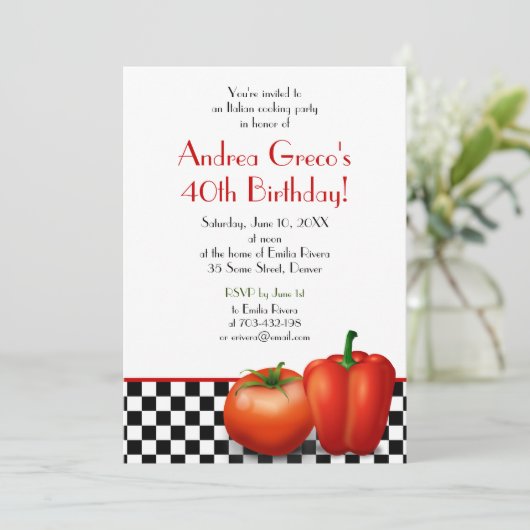 Retro Italy Birthday Invitation Kaart (Staand voorkant)