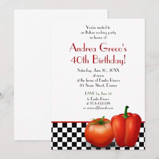Retro Italy Birthday Invitation Kaart (Voorkant / Achterkant)