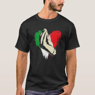 Retro Italy Flag Heart Italy Hand Gesture Italia T-shirt