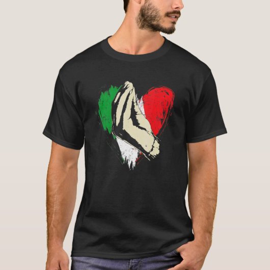 Retro Italy Flag Heart Italy Hand Gesture Italia T-shirt (Voorkant)
