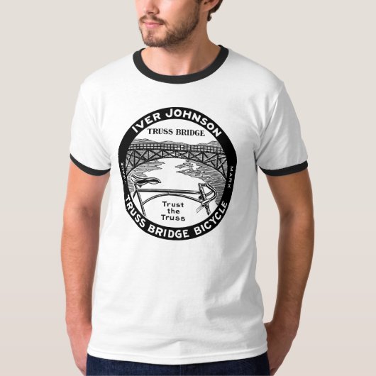  retro Iver Johnson Truss Bridge fiets T-shirt (Voorkant)