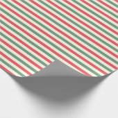 Retro ivoor rood groen snoepriet strepen Kerstmis Cadeaupapier (Hoek)