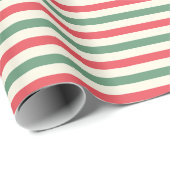 Retro ivoor rood groen snoepriet strepen Kerstmis Cadeaupapier (Rol Hoek)